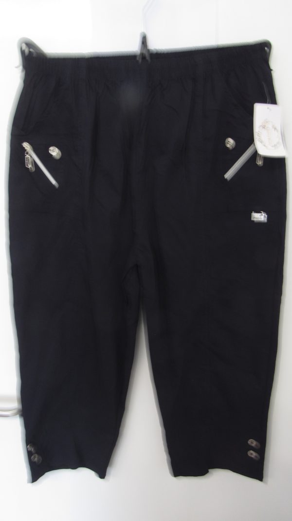 Cherry Berry Navy Blue 3/4 length stretchy trousers Size T8 UK 22 - Image 4