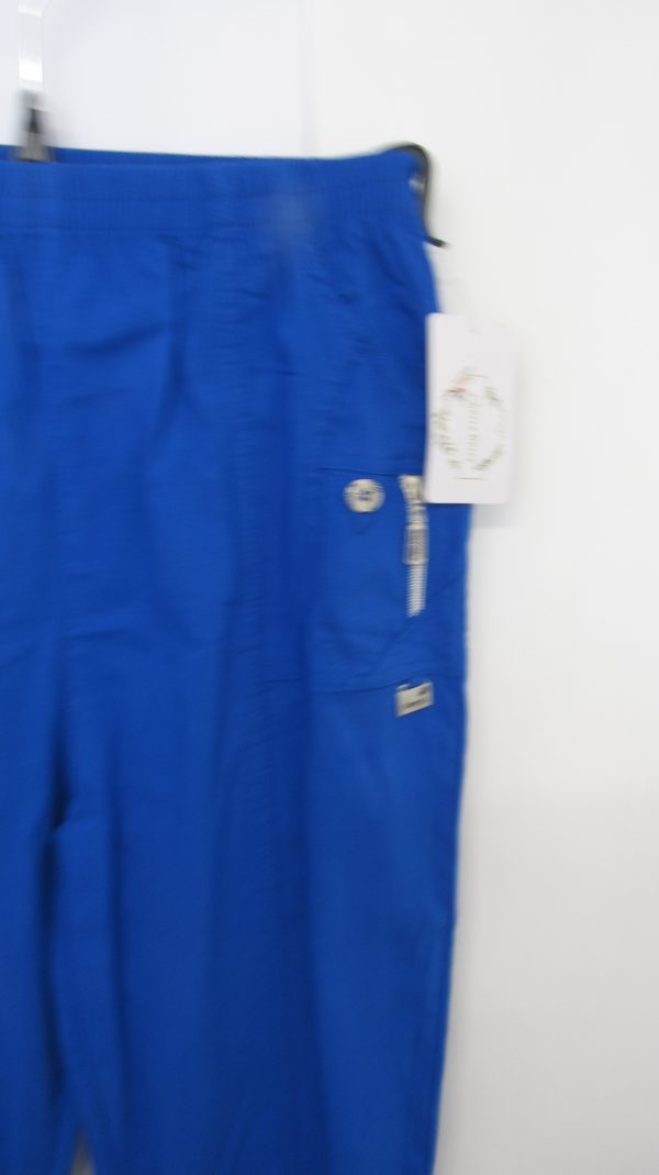 Cherry Berry Royal Blue 3/4 length stretchy trousers Size T2 UK 10 - Image 3