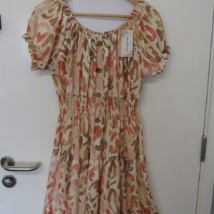 New Ladies Brown Floral Tiered Dress One Size fits sizes 14 16 18 20