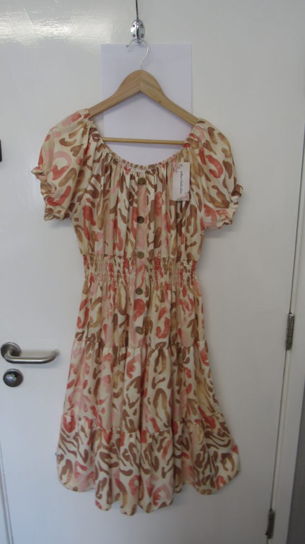 New Ladies Brown Floral Tiered Dress One Size fits sizes 14 16 18 20