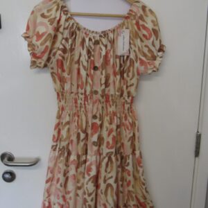 New Ladies Brown Floral Tiered Dress One Size fits sizes 14 16 18 20