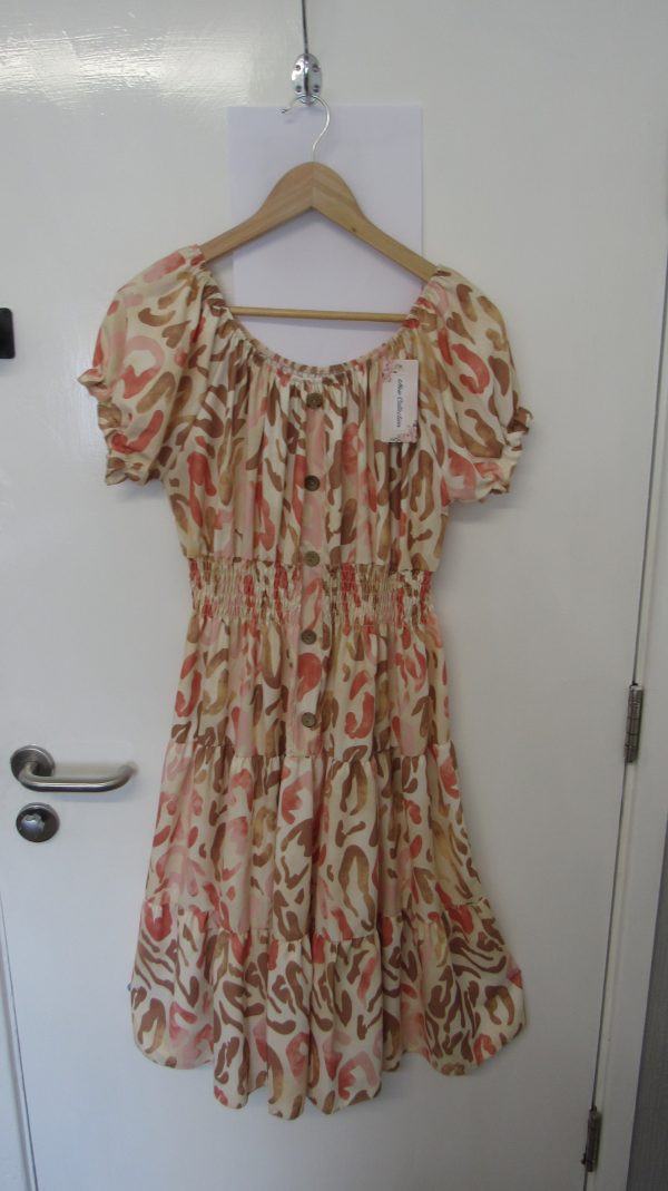 New Ladies Brown Floral Tiered Dress One Size fits sizes 14 16 18 20 - Image 2