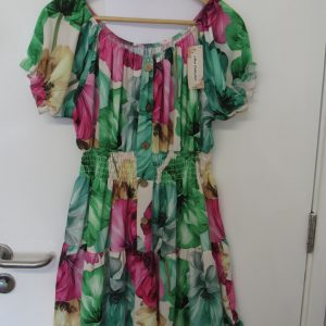 New Ladies Green Floral Tiered Dress One Size fits sizes 14 16 18 20