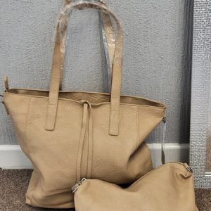 New Ladies Beige 2 in 1 Shopper Bag