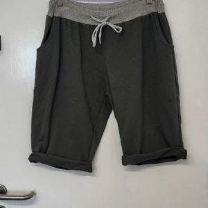 NEW Ladies Khaki Green Plain Jogger Shorts One Size Fits sizes 16 18