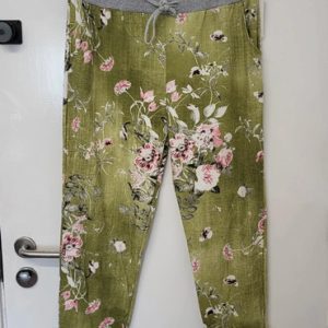 NEW Ladies Womens Lime Floral Joggers Trousers One Size fits sizes 18 20