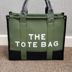 Green with Black Large Tote Bag