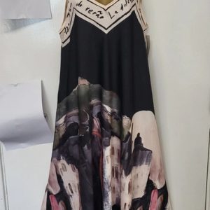 Black Floral New Collection Silk Mix Dress One Size fits sizes 10 12 14 16