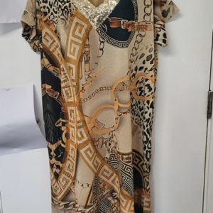 New Ladies Beige Paisley Print Dress One Size fits sizes 14 16 18 20