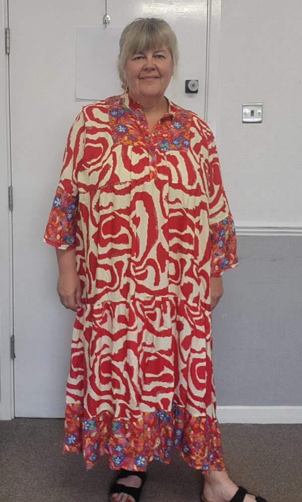New Ladies Red Stripe Dress One Size fits sizes 18 20 22 - Image 7