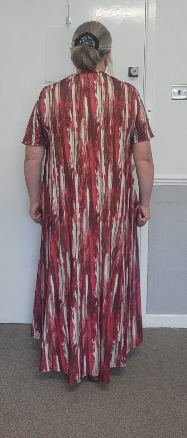 New Ladies Red Stripe Print Stretchy Dress One Size fits sizes 18 20 22 24 - Image 7