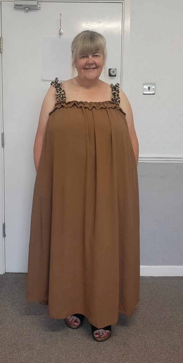 New Ladies Light Brown Animal Print Strap Sun Dress Pocket One Size fits sizes 20 22 24 - Image 6