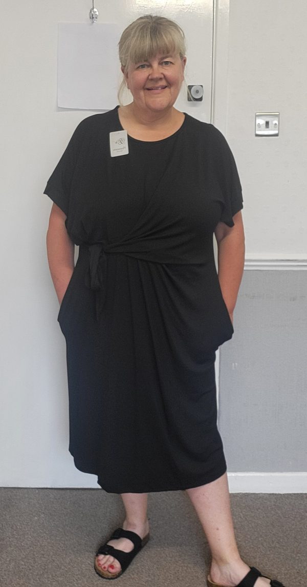 New Ladies Black Wrap Around Detail Dress One Size fits sizes 16 18 20 22 - Image 6