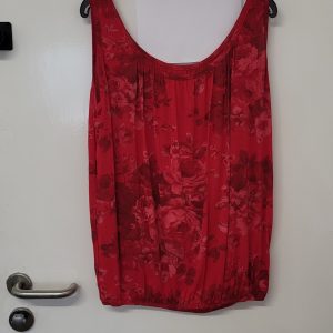 New Ladies Red Floral Vest Top One Size fits sizes 12 14 16