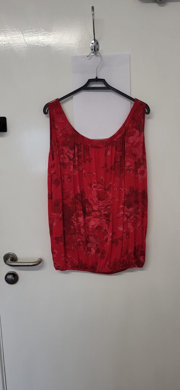 New Ladies Red Floral Vest Top One Size fits sizes 12 14 16