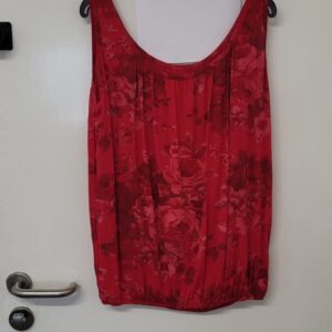New Ladies Red Floral Vest Top One Size fits sizes 12 14 16