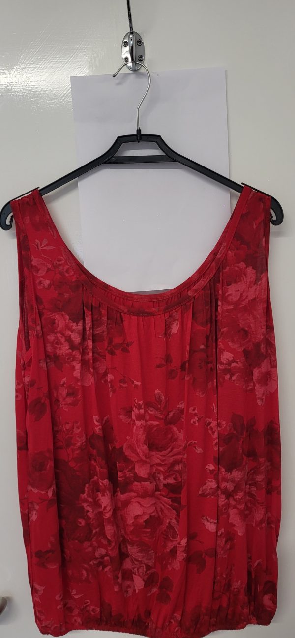New Ladies Red Floral Vest Top One Size fits sizes 12 14 16 - Image 3