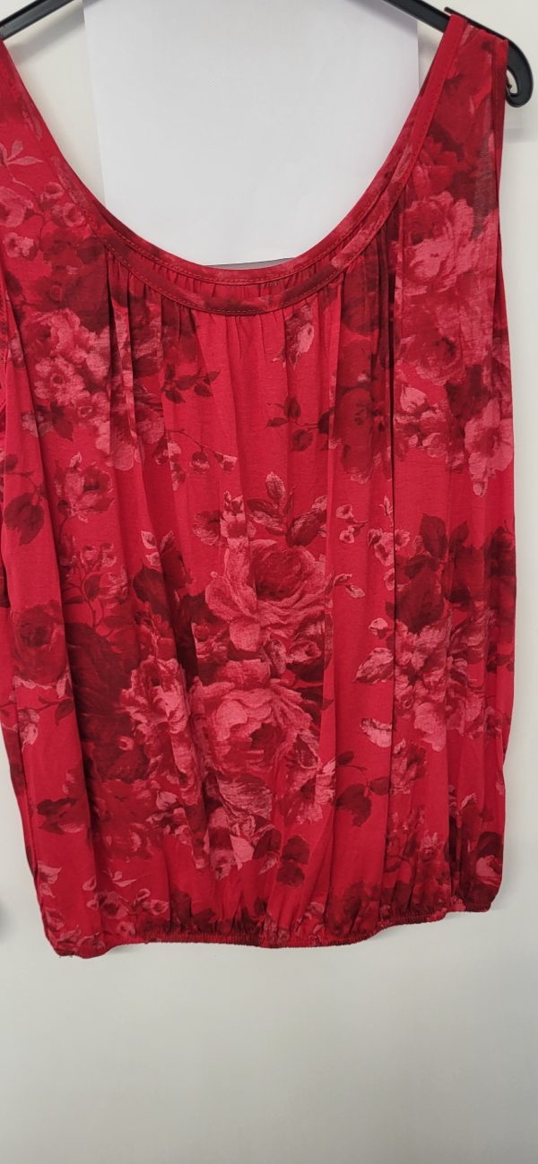 New Ladies Red Floral Vest Top One Size fits sizes 12 14 16 - Image 5