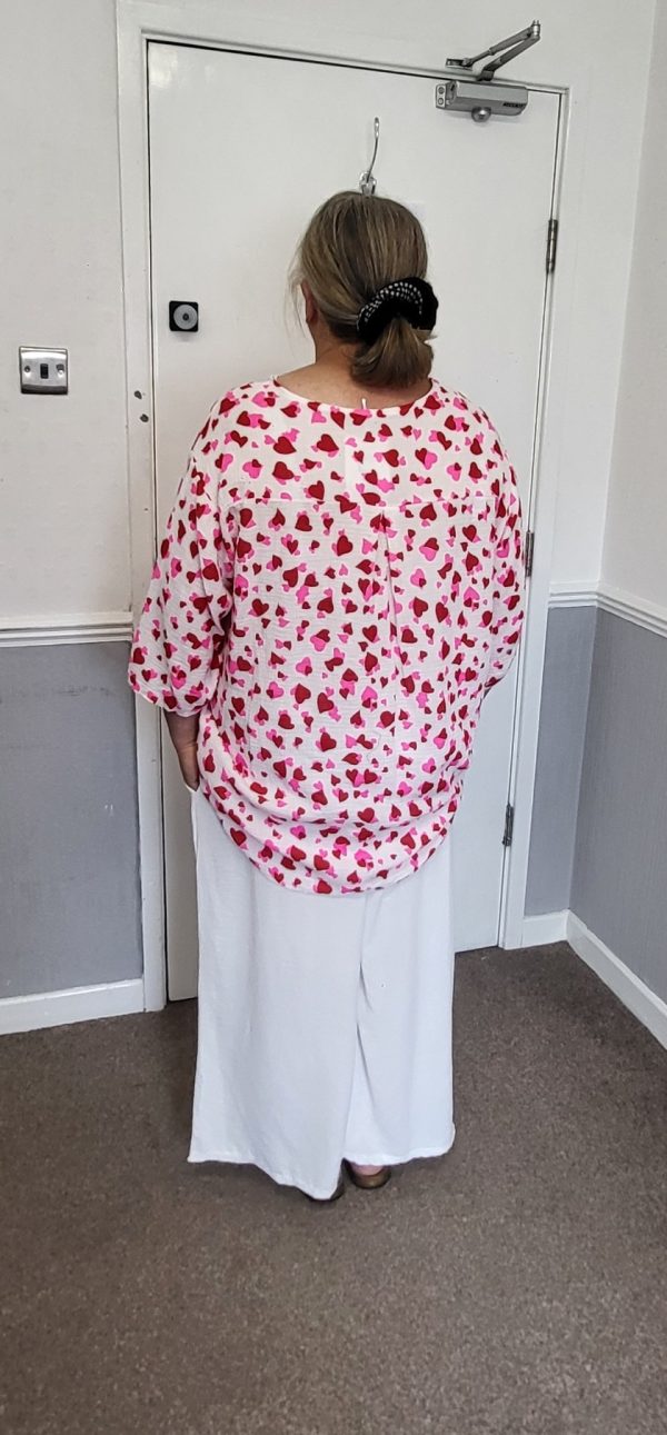 New Ladies Pink Red Heart Tunic Top One Size fits sizes 18 20 22 - Image 8
