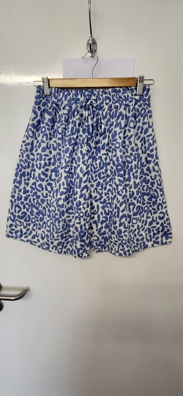 New Ladies Blue Leopard Print Cheesecloth Shorts One Size fits sizes 10 12 14 - Image 2