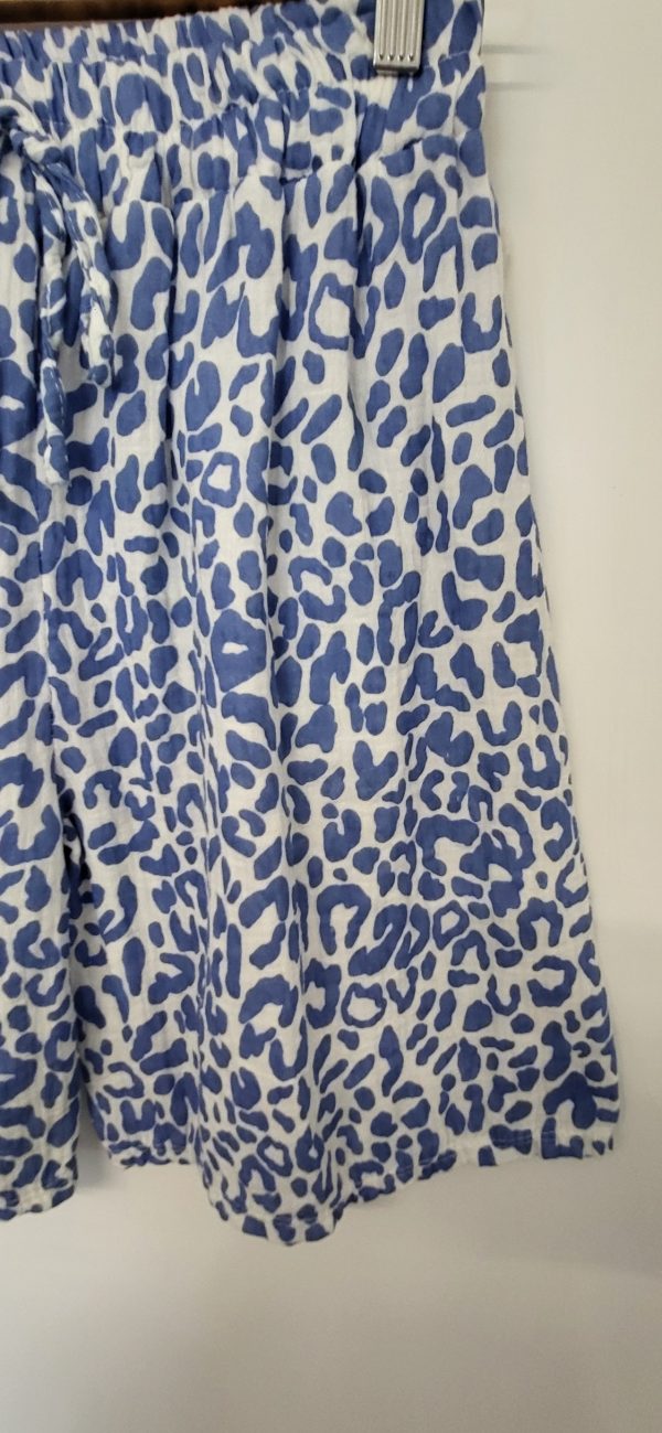 New Ladies Blue Leopard Print Cheesecloth Shorts One Size fits sizes 10 12 14 - Image 3