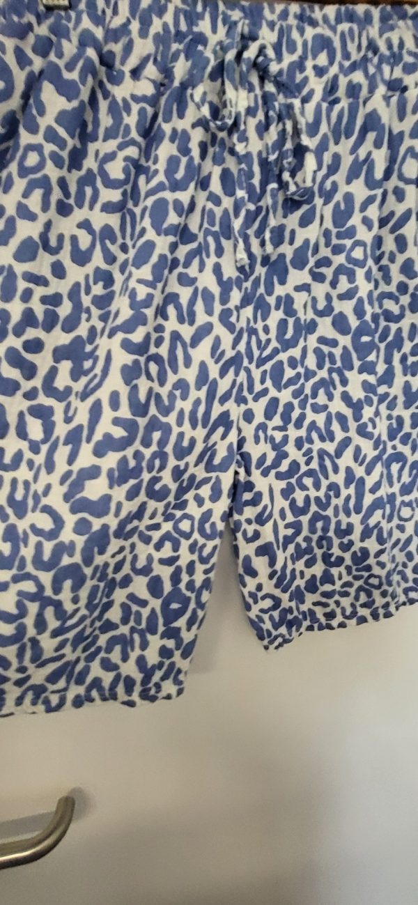 New Ladies Blue Leopard Print Cheesecloth Shorts One Size fits sizes 10 12 14 - Image 4