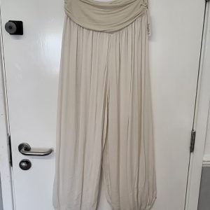 New Ladies Beige Plain Harem Pants One Size fits sizes 16 18