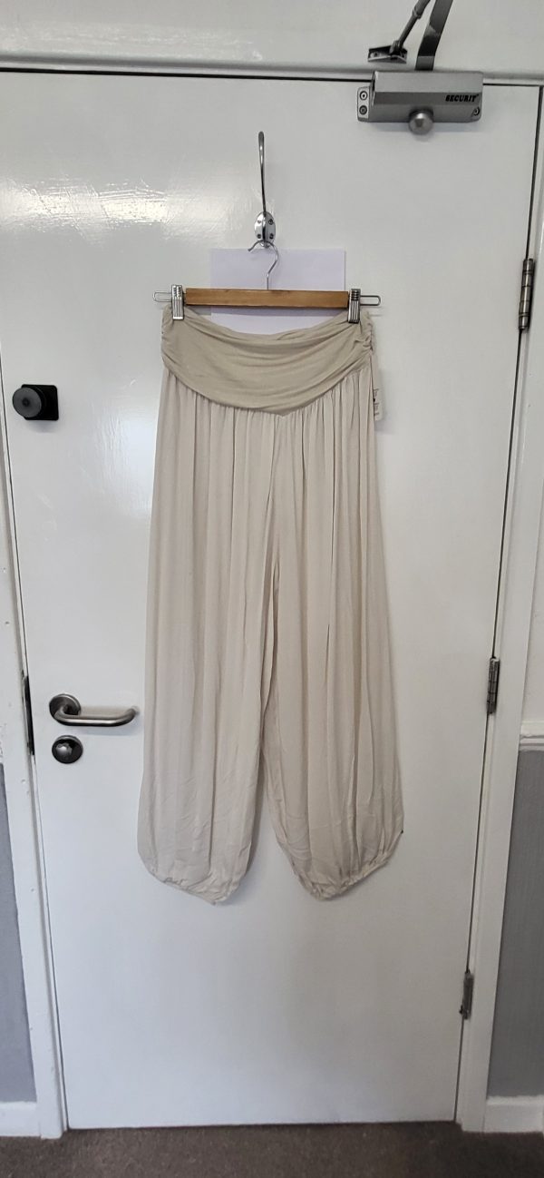 New Ladies Beige Plain Harem Pants One Size fits sizes 16 18 - Image 2