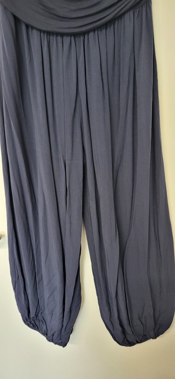 New Ladies Navy Blue Plain Harem Pants One Size fits sizes 16 18 - Image 5