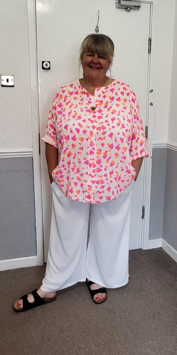New Ladies Pink Orange Heart Tunic Top One Size fits sizes 18 20 22 - Image 8