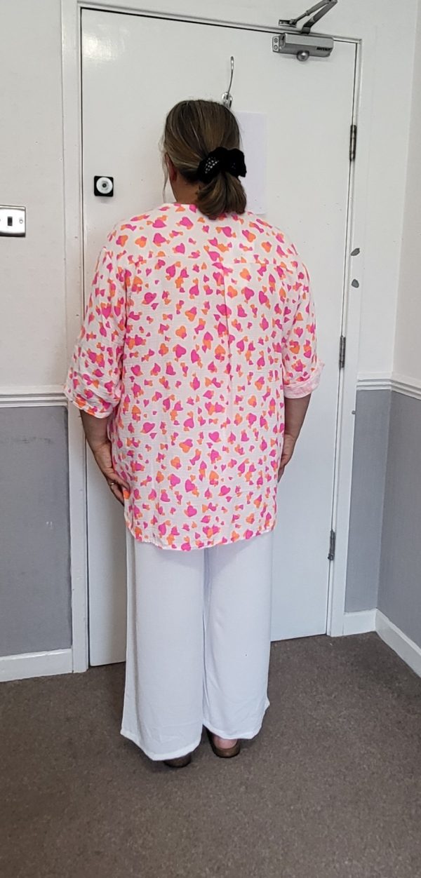 New Ladies Pink Orange Heart Tunic Top One Size fits sizes 18 20 22 - Image 9