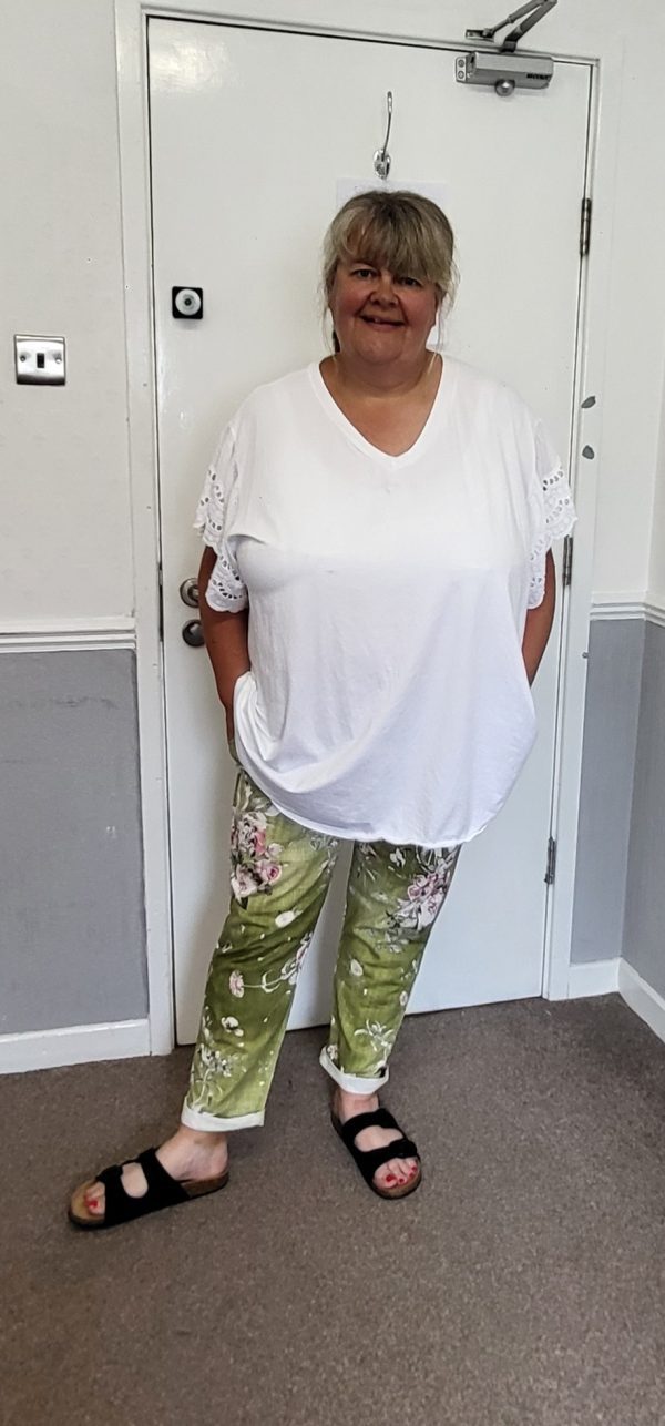 NEW Ladies Womens Lime Floral Joggers Trousers One Size fits sizes 18 20 - Image 9