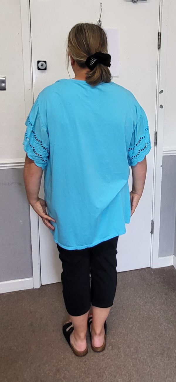 New Ladies Turquoise Blue Plus Size V Neck T-shirt One Size fits sizes 18 20 22 24 - Image 8