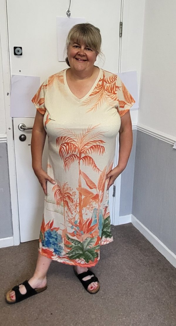New Ladies Beige Palm Tree Dress One Size fits sizes 14 16 18 20 NON RETURNABLE - Image 8