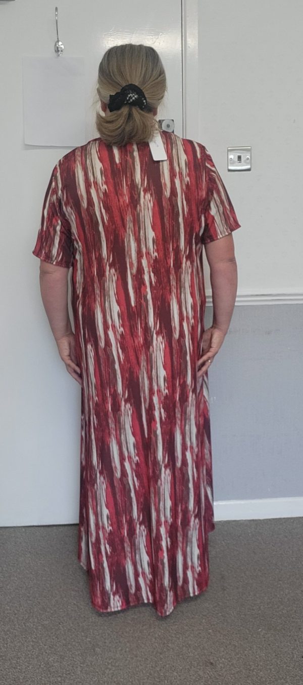 New Ladies Red Stripe Print Stretchy Dress One Size fits sizes 18 20 22 24 - Image 9