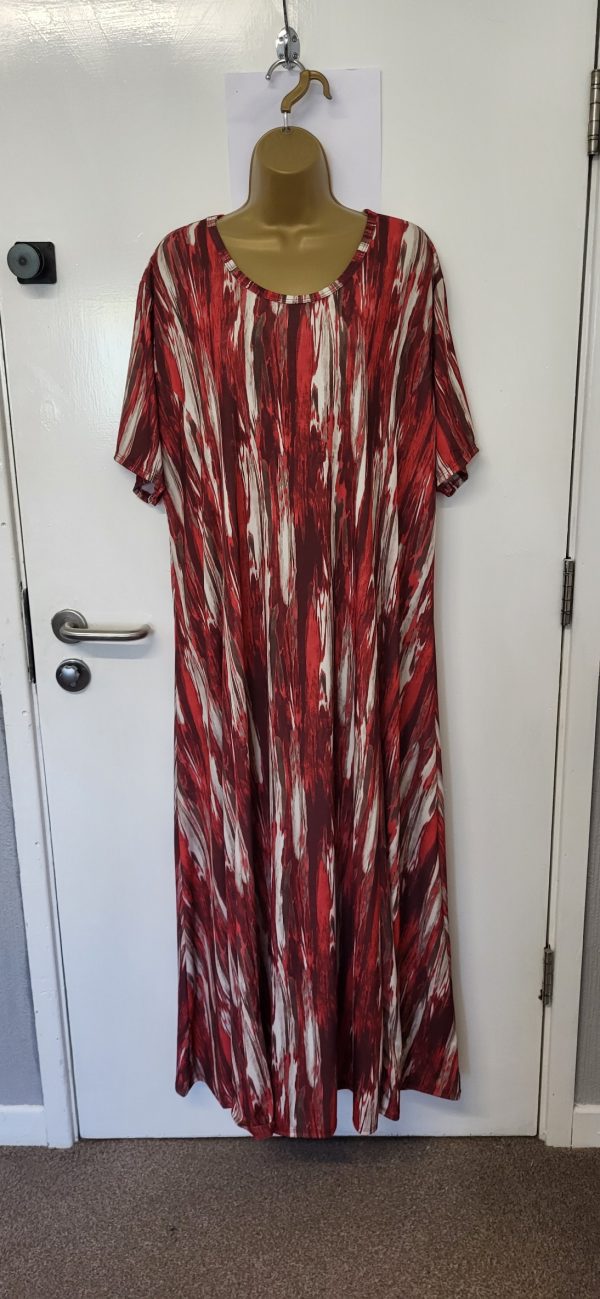 New Ladies Red Stripe Print Stretchy Dress One Size fits sizes 18 20 22 24 NON RETURNABLE