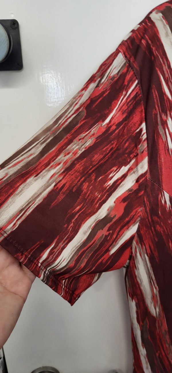 New Ladies Red Stripe Print Stretchy Dress One Size fits sizes 18 20 22 24 NON RETURNABLE - Image 9