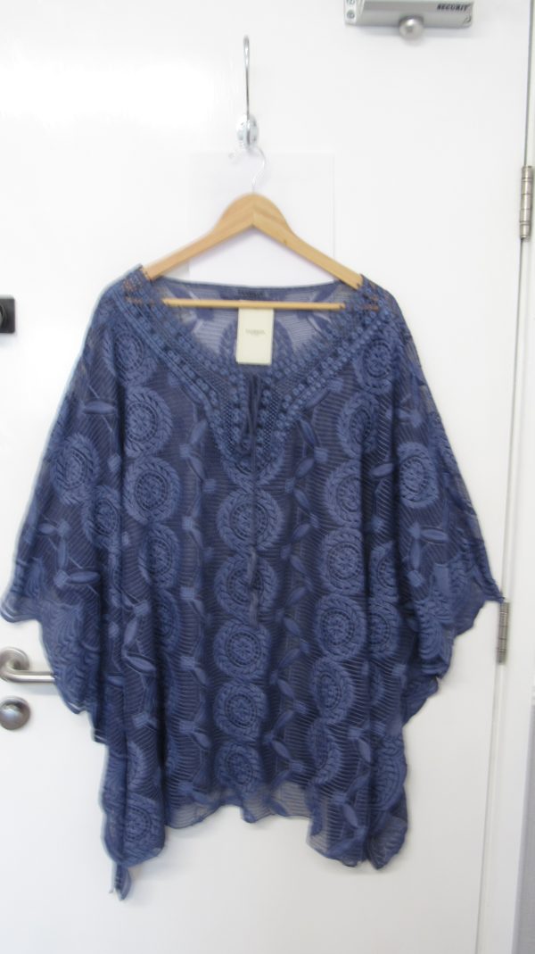 New Ladies Blue Lacy Kaftan One Size fits sizes 18 20 22 24