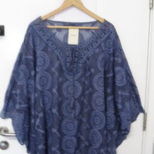 New Ladies Blue Lacy Kaftan One Size fits sizes 18 20 22 24