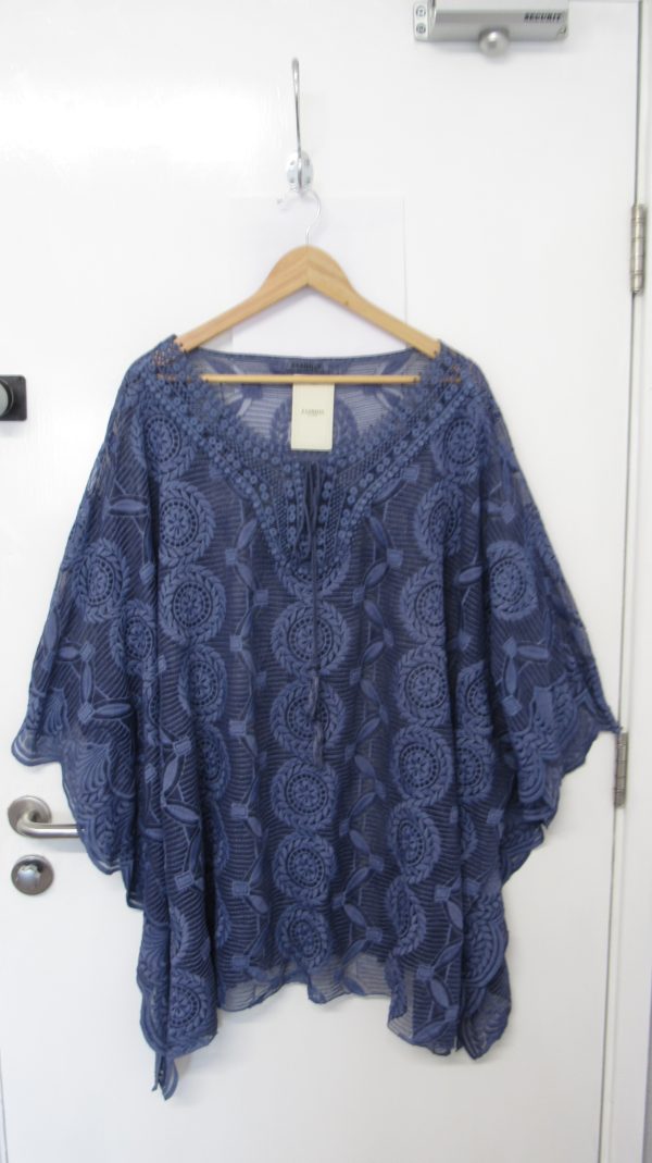 New Ladies Blue Lacy Kaftan One Size fits sizes 18 20 22 24 - Image 2