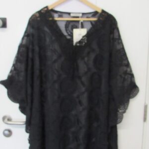 New Ladies Black Lacy Kaftan One Size fits sizes 18 20 22 24