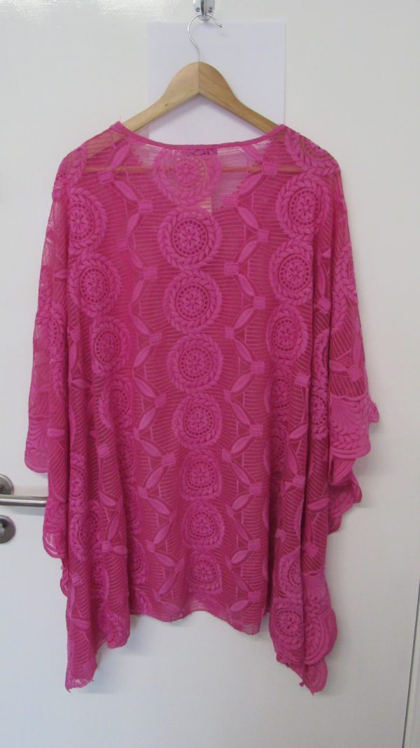 New Ladies Cerise Pink Lacy Kaftan One Size fits sizes 18 20 22 24 - Image 4