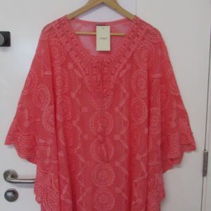 New Ladies Coral Lacy Kaftan One Size fits sizes 18 20 22 24 NON RETURNABLE