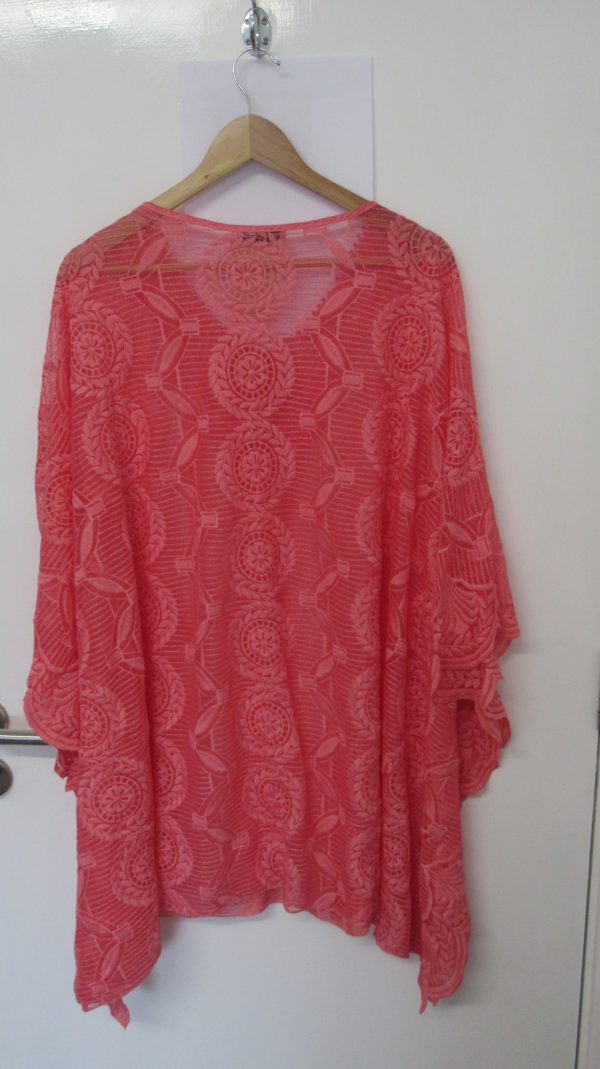 New Ladies Coral Lacy Kaftan One Size fits sizes 18 20 22 24 - Image 4