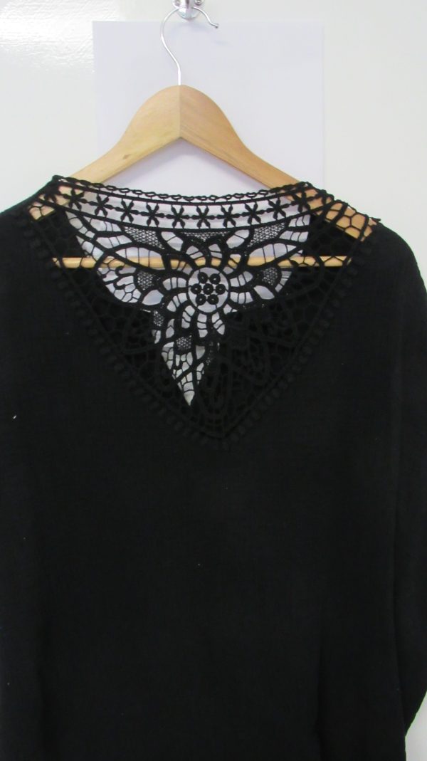 New Black Lacy Back Cheesecloth Top One Size fits sizes 16 18 20 22 - Image 6