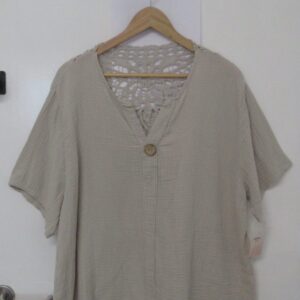 New Beige Lacy Back Cheesecloth Top One Size fits sizes 16 18 20 22