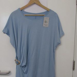 New Ladies Sky Blue Wrap Around Look with Heart Top One Size fits sizes 16 18 20 22