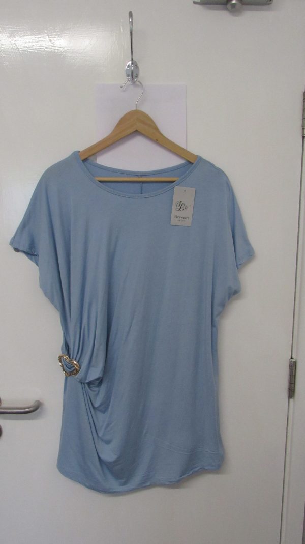 New Ladies Sky Blue Wrap Around Look with Heart Top One Size fits sizes 16 18 20 22
