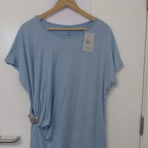New Ladies Sky Blue Wrap Around Look with Heart Top One Size fits sizes 16 18 20 22