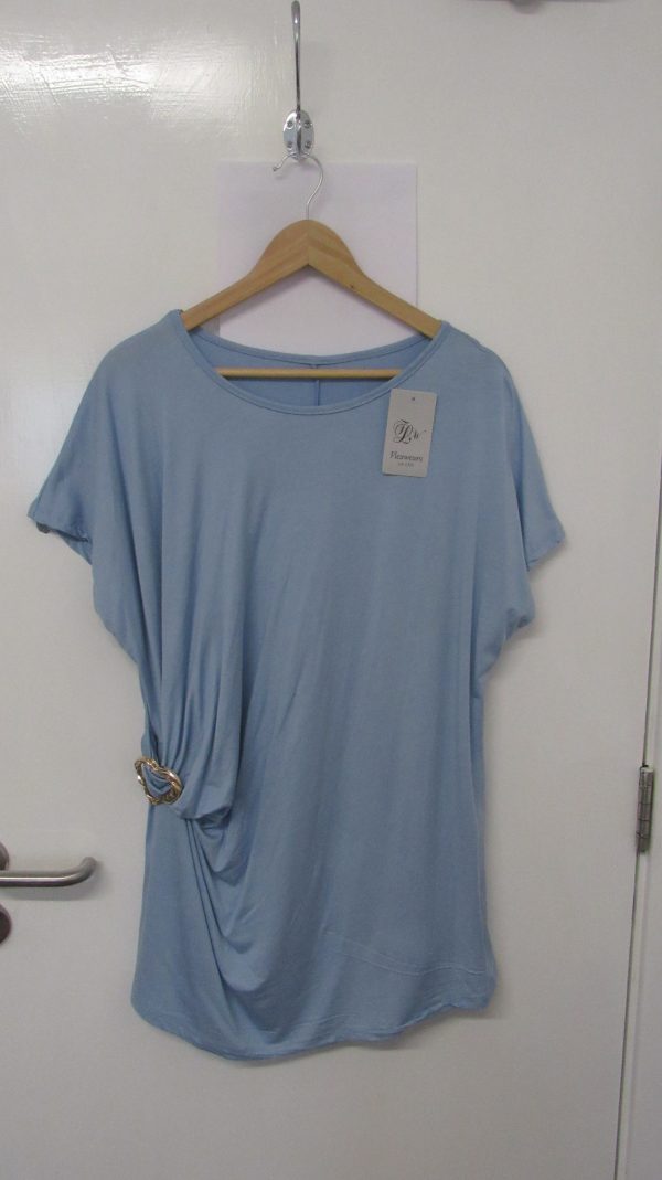 New Ladies Sky Blue Wrap Around Look with Heart Top One Size fits sizes 16 18 20 22 - Image 2